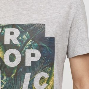 *Tropical* Gray short sleeve graphic Tee